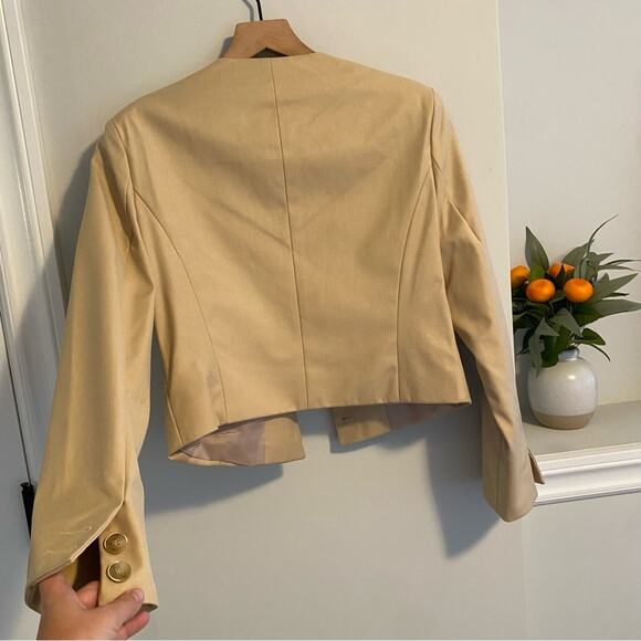 Comete Tan Neutral Cropped Button Front Blazer Jacket XS - Picture 3 of 11